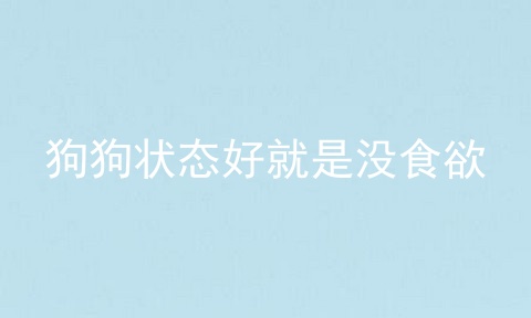 狗狗状态好就是没食欲