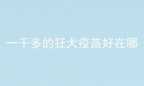 一千多的狂犬疫苗好在哪