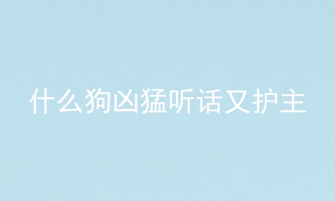 什么狗凶猛听话又护主