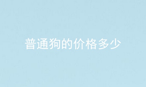 普通狗的价格多少