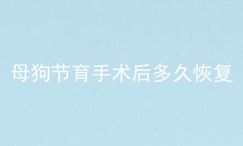 母狗节育手术后多久恢复