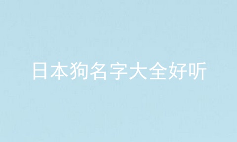 日本狗名字大全好听